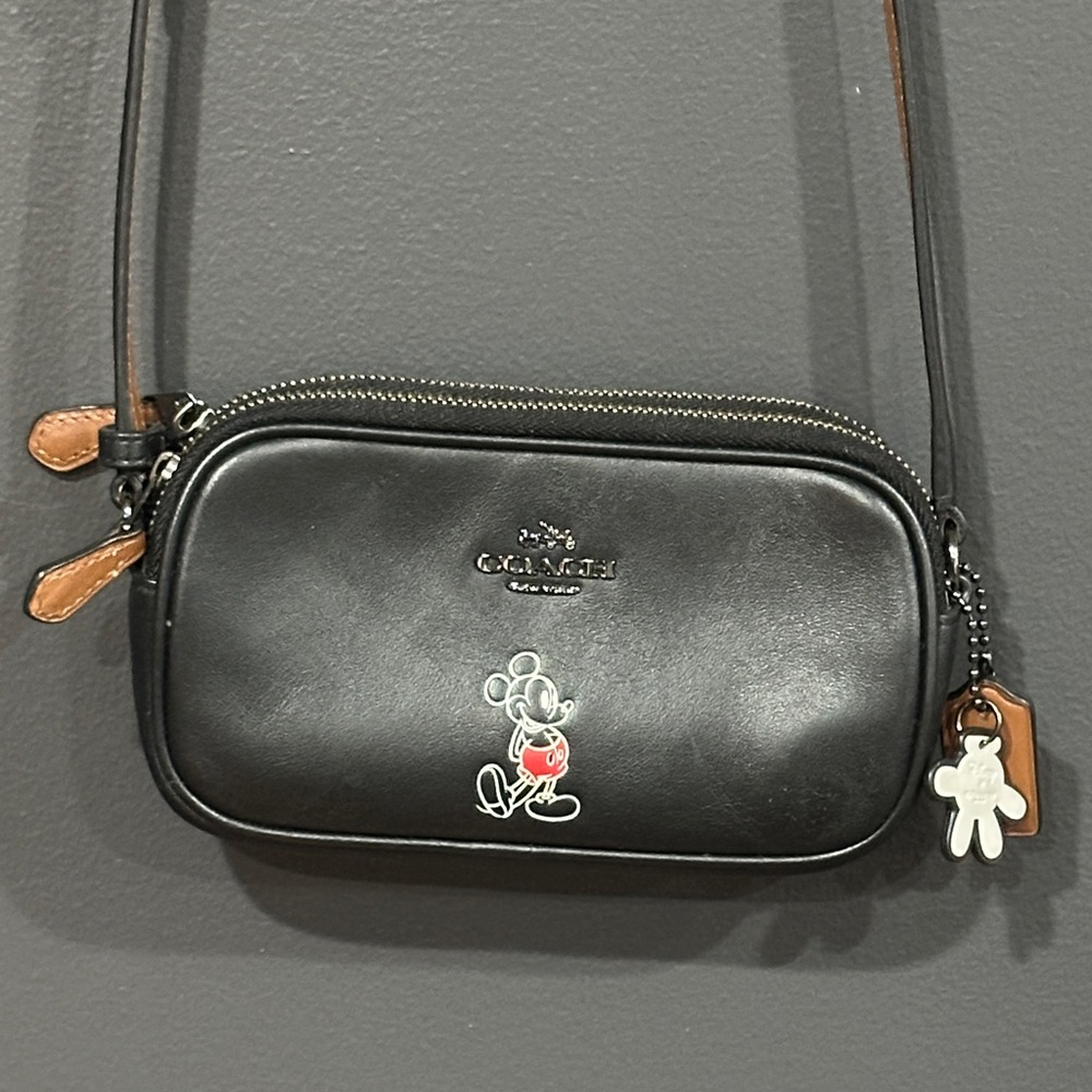 Coach Black Leather Crossbody with Character Detail